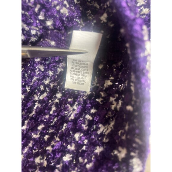 St. John collection Boucle Knit Jacket Wool Blend Black and Purple Colors Size16 - Picture 9 of 11